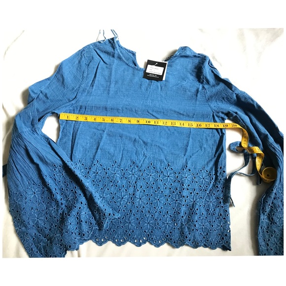 Blue Embroidered Bell Sleeves Top - Picture 5 of 5